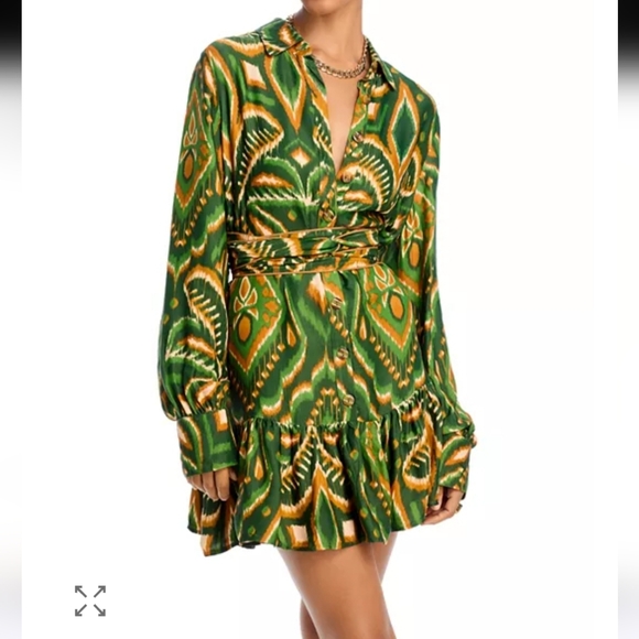 Farm Rio Pineapple Ikat Long Sleeve Minidress - Picture 2 of 10